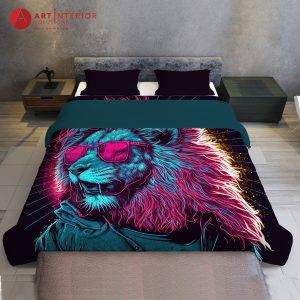 Funky lion bedding print by Art Interior Solutions. Personalise your space with our vibrant fabric printing - upload your own artwork.